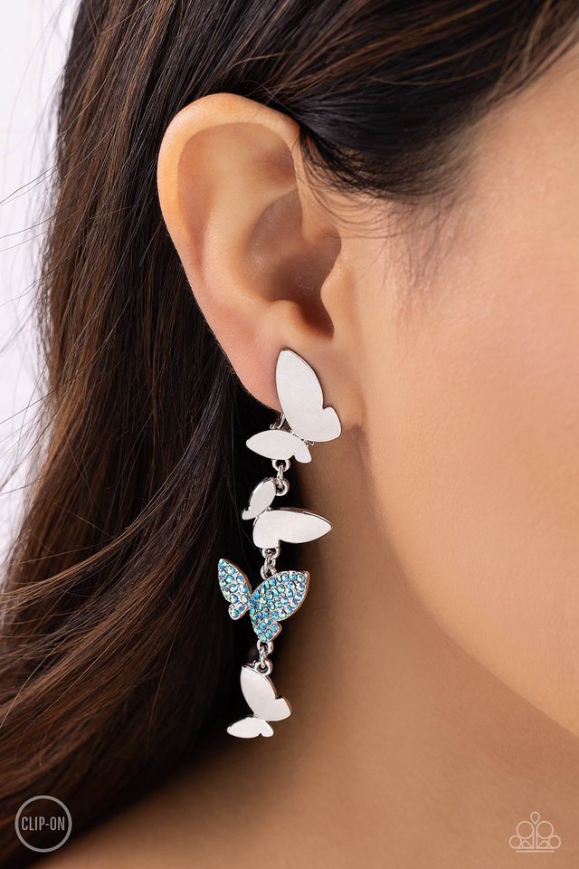 Flying Flashy - Blue - Paparazzi Earring Image