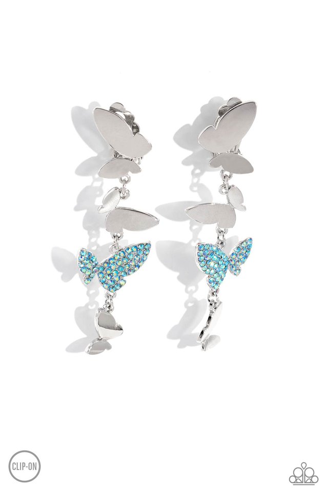 Flying Flashy - Blue - Paparazzi Earring Image