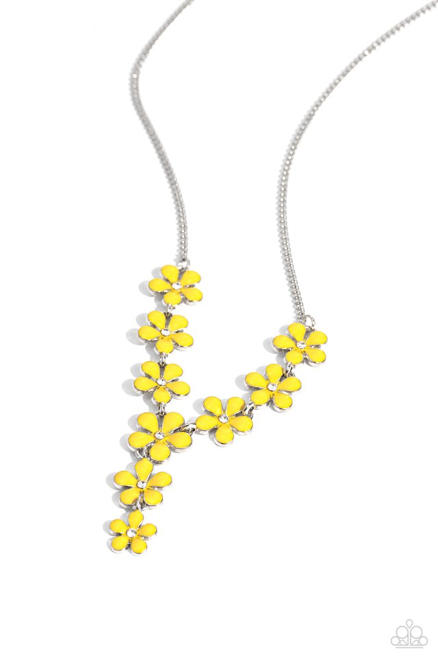 Flowering Feature - Yellow - Paparazzi Necklace Image