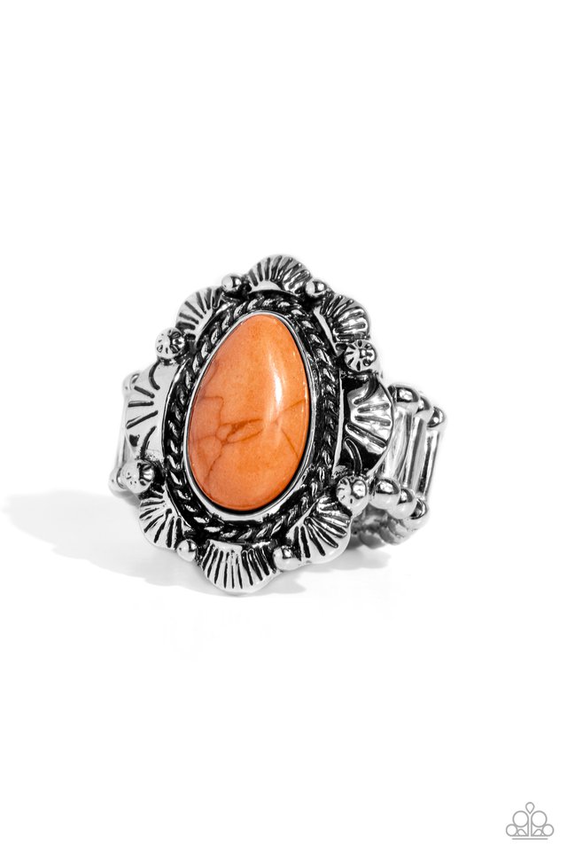 SCALLOPED in Stone - Orange - Paparazzi Ring Image
