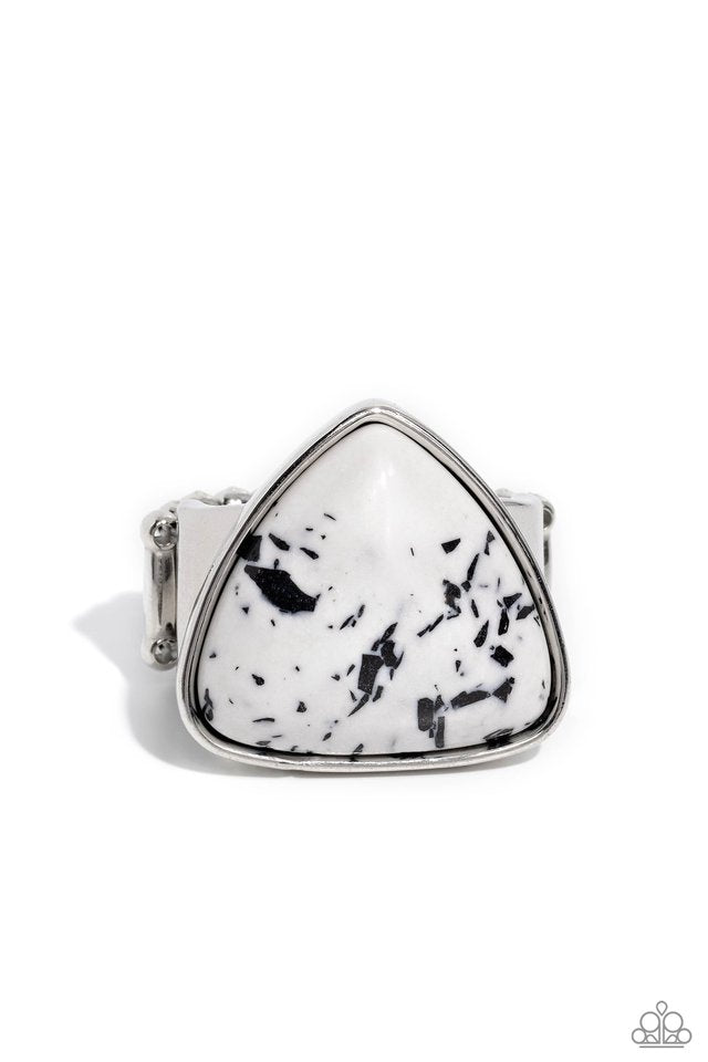 Patterned Paladin - White - Paparazzi Ring Image