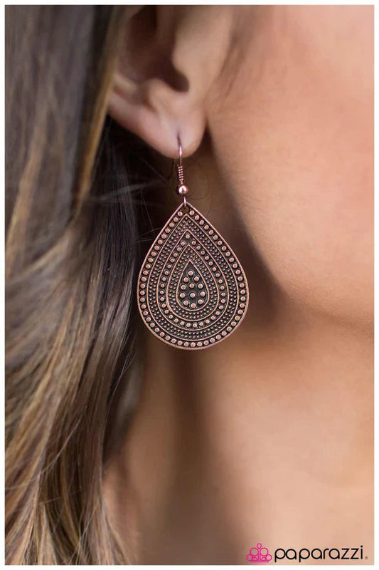 Paparazzi Earring ~ Going Native - Copper