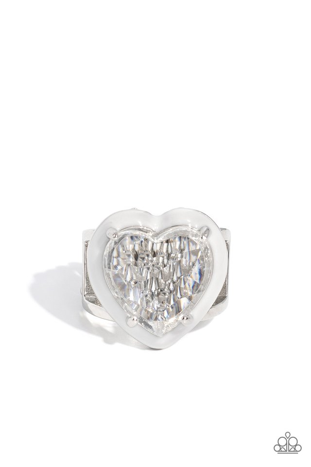 Hallmark Heart - White - Paparazzi Ring Image