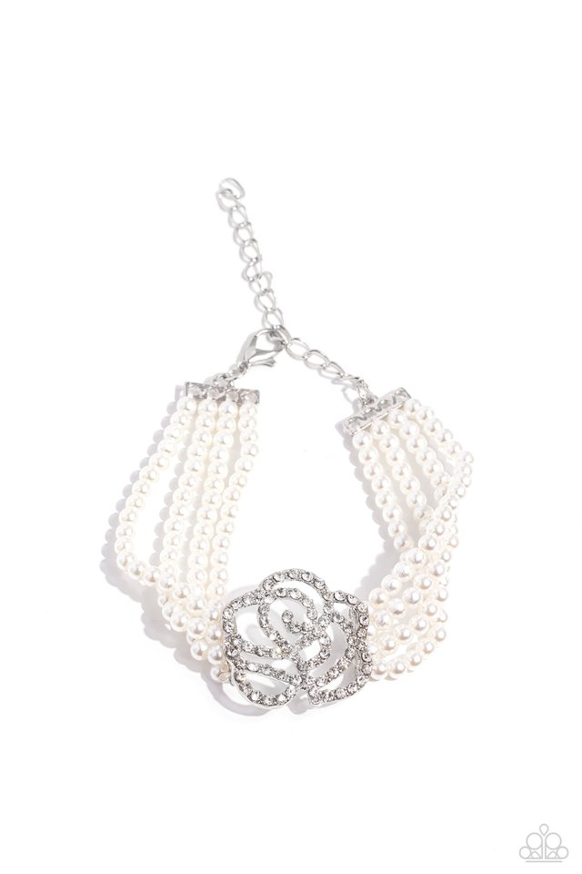 Regal Rose - White - Paparazzi Bracelet Image