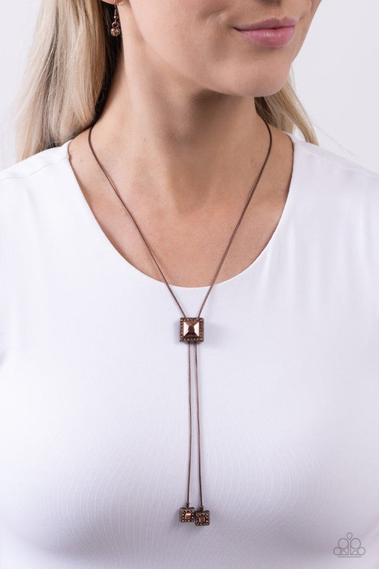 I Solemnly SQUARE - Copper - Paparazzi Necklace Image