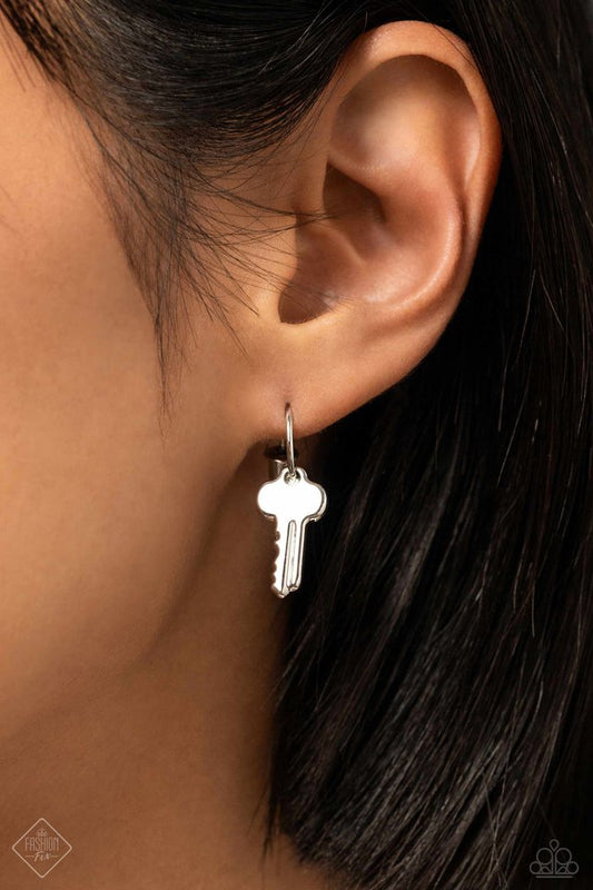 The Key to Everything - Silver - Paparazzi Earring Image