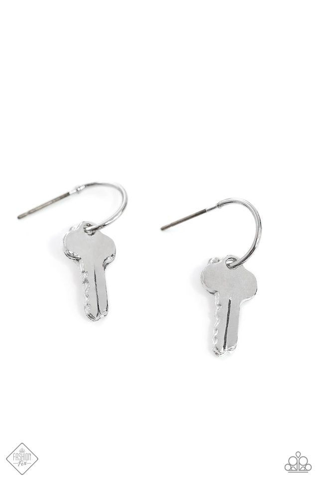 The Key to Everything - Silver - Paparazzi Earring Image