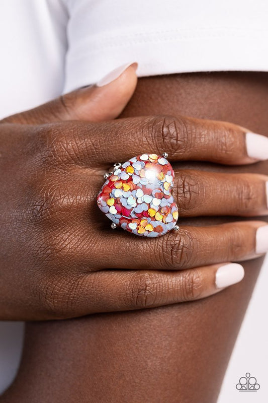 Patterned Promenade - Red - Paparazzi Ring Image