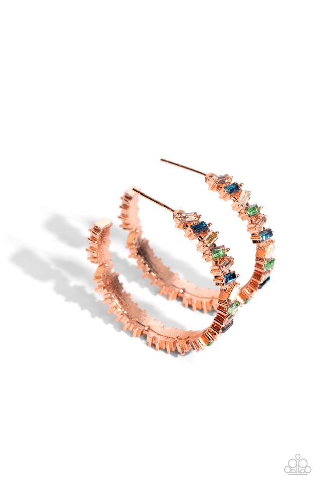 Effortless Emeralds - Copper - Paparazzi Earring Image