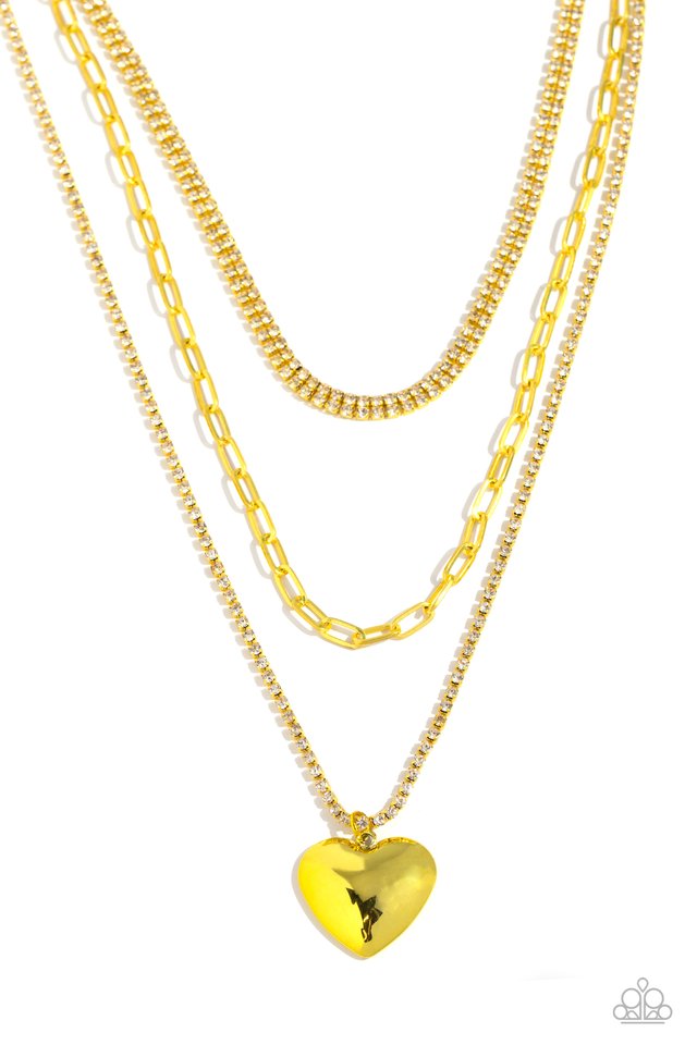 Caring Cascade - Yellow - Paparazzi Necklace Image