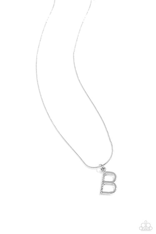 Letter of the Law - White - B - White - Paparazzi Necklace Image