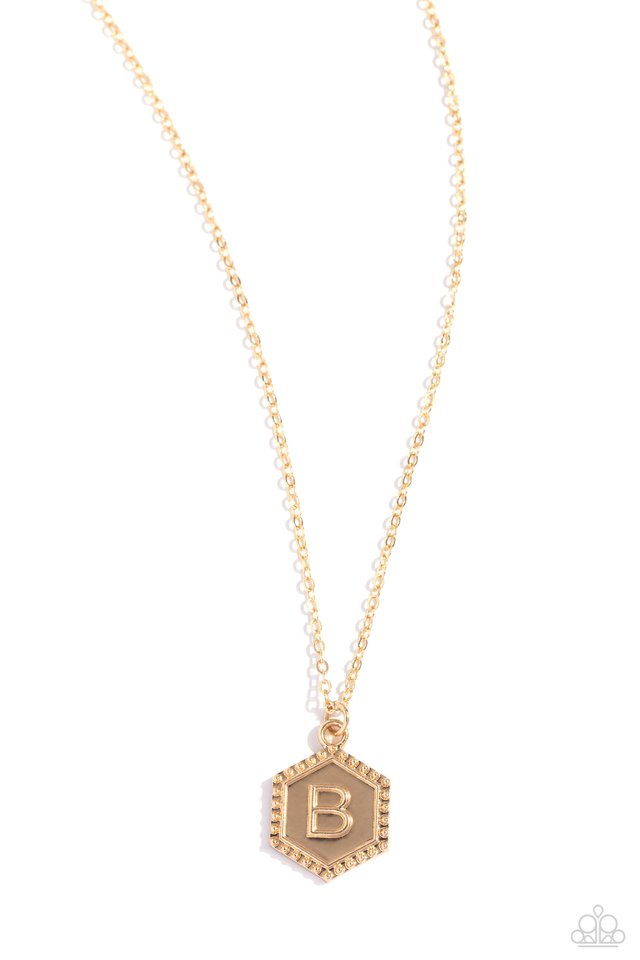 Emblematic Elegance - Gold - B - Paparazzi Necklace Image