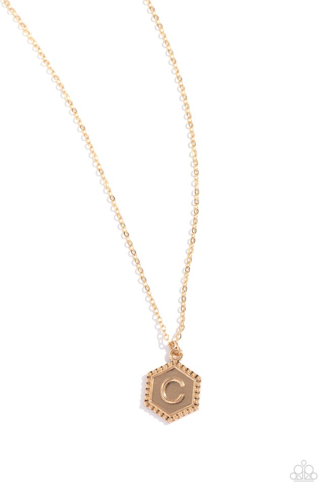 Emblematic Elegance - Gold - C - Paparazzi Necklace Image