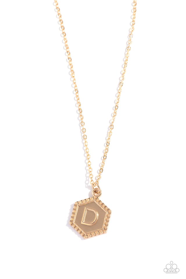 Emblematic Elegance - Gold - D - Paparazzi Necklace Image