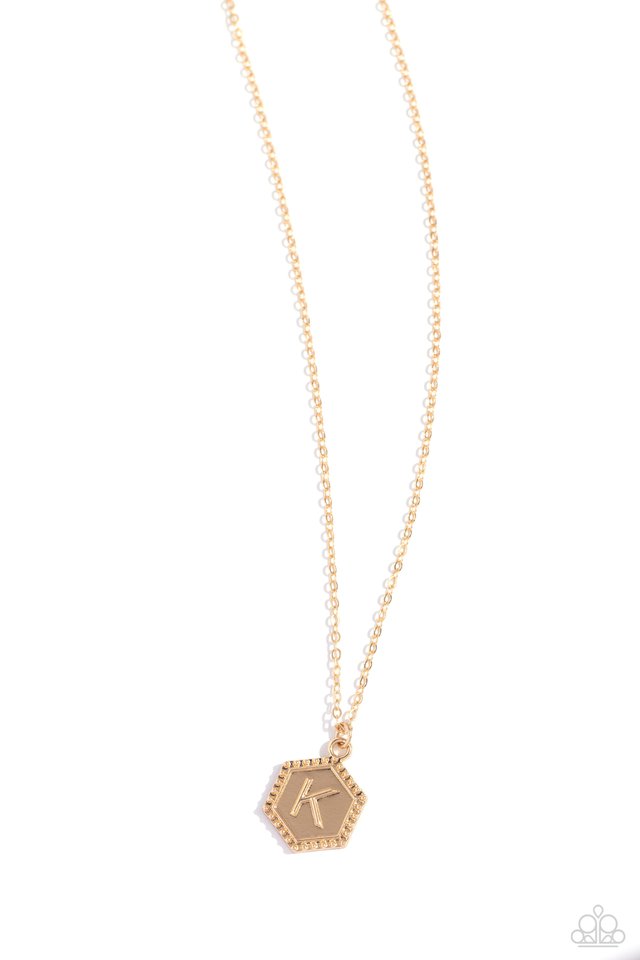 Emblematic Elegance - Gold - K - Paparazzi Necklace Image