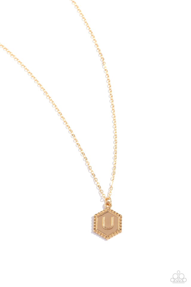 Emblematic Elegance - Gold - U - Paparazzi Necklace Image