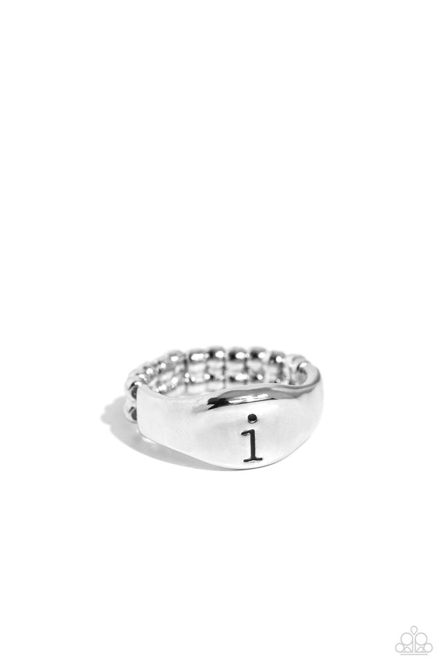 Monogram Memento - Silver - I - Paparazzi Ring Image