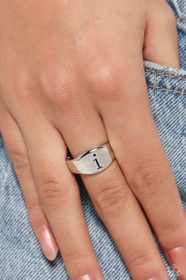 Monogram Memento - Silver - I - Paparazzi Ring Image