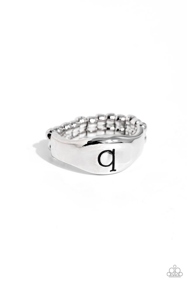 Monogram Memento - Silver - Q - Paparazzi Ring Image