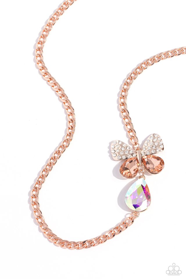 Fluttering Finesse - Rose Gold - Paparazzi Necklace Image