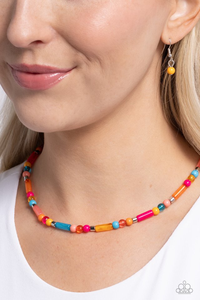 Beaded Beginner - Orange - Paparazzi Necklace Image