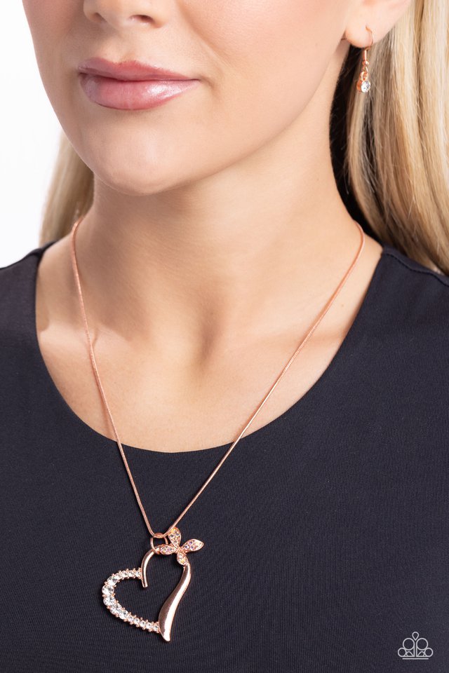 Half-Hearted Haven - Copper - Paparazzi Necklace Image