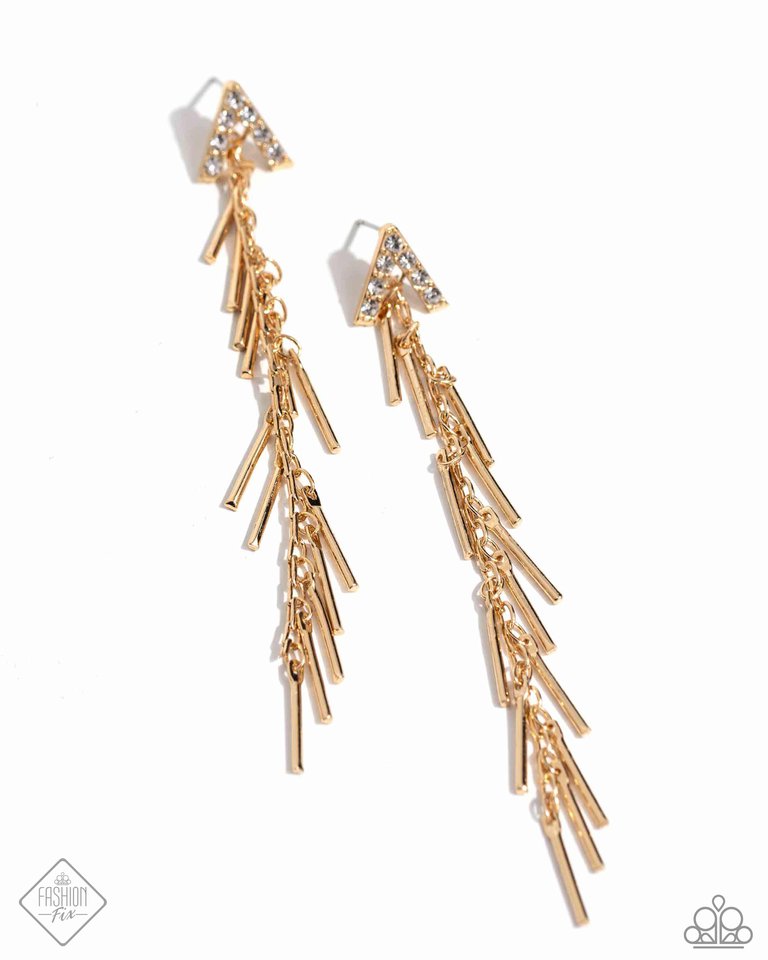 Linear Landmark - Gold - Paparazzi Earring Image