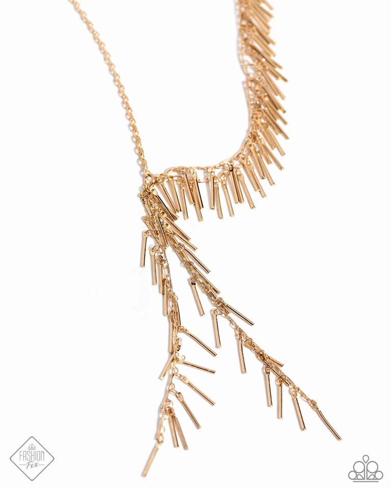 Linear Leap - Gold - Paparazzi Necklace Image