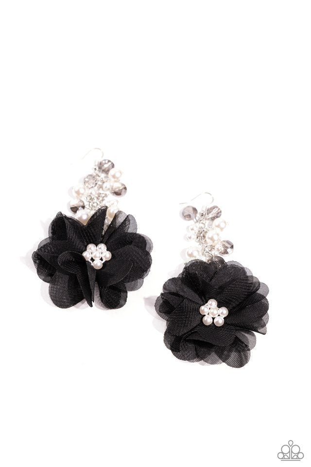 Fashionable Flower Girl - Black - Paparazzi Earring Image