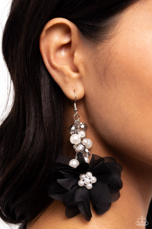 Fashionable Flower Girl - Black - Paparazzi Earring Image