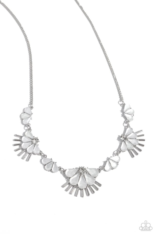 Fluttering Fan - White - Paparazzi Necklace Image