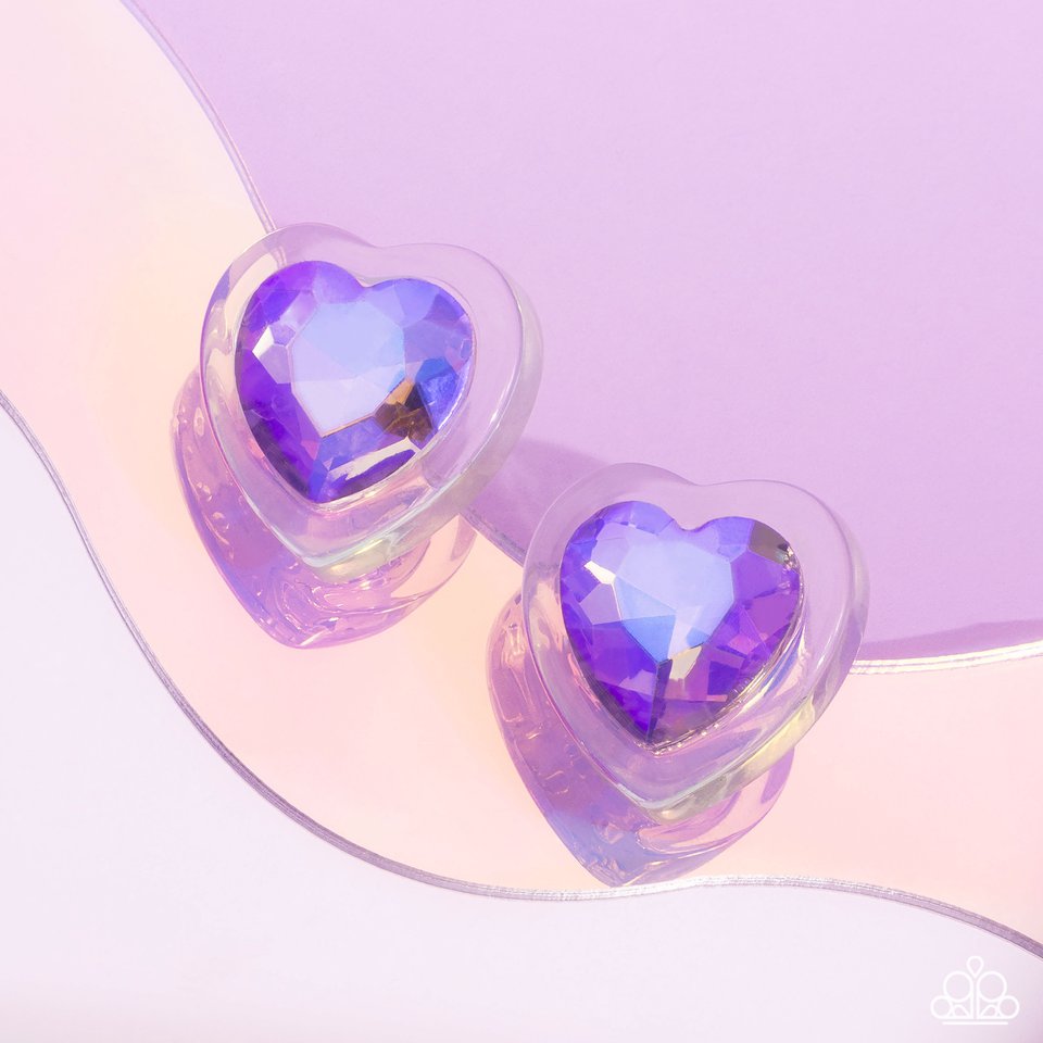 Heart-Pounding Haute - Purple - Paparazzi Earring Image