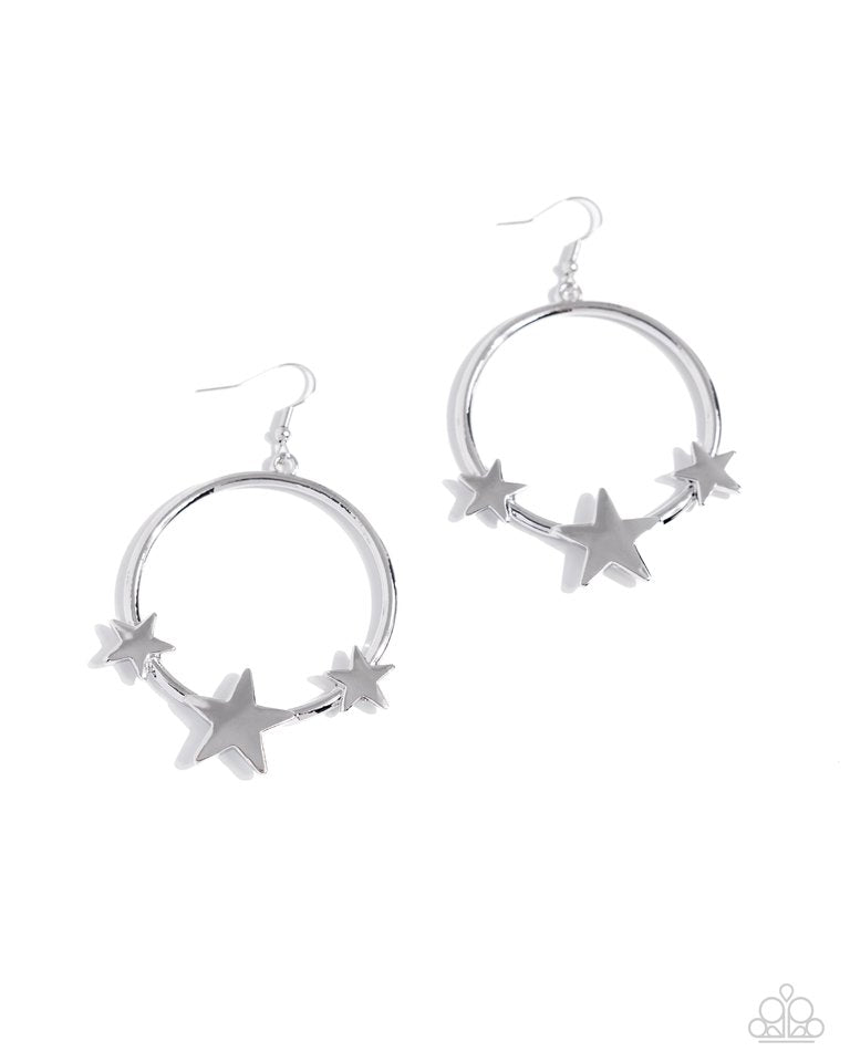 Let SPARKLE Ring! - Silver - Paparazzi Earring Image