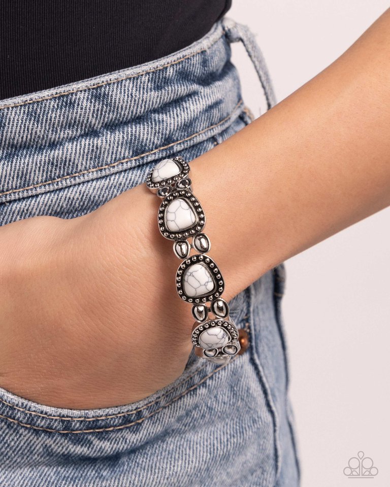 Harmonious Headliner - White - Paparazzi Bracelet Image