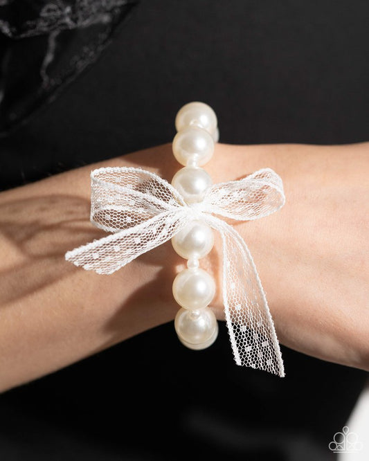 Girly Glam - White - Paparazzi Bracelet Image