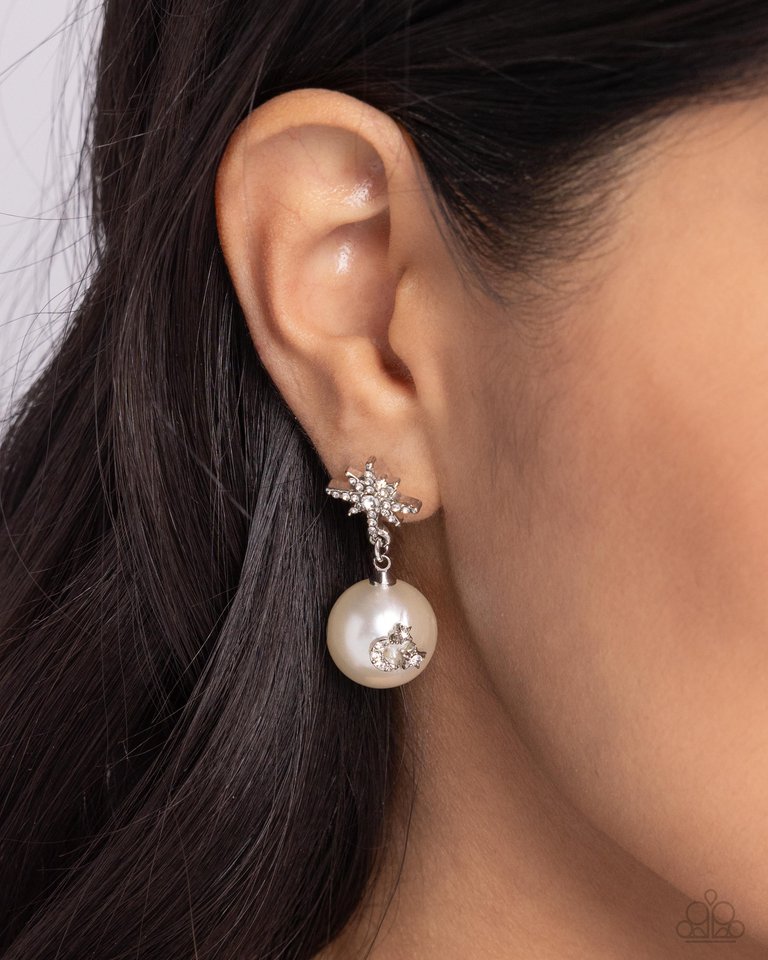 Cosmic Character - White - Paparazzi Earring Image