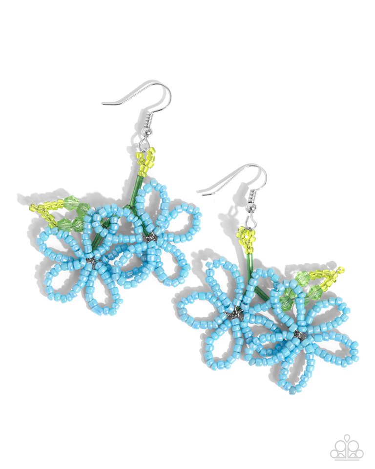 Beaded Blooms - Blue - Paparazzi Earring Image