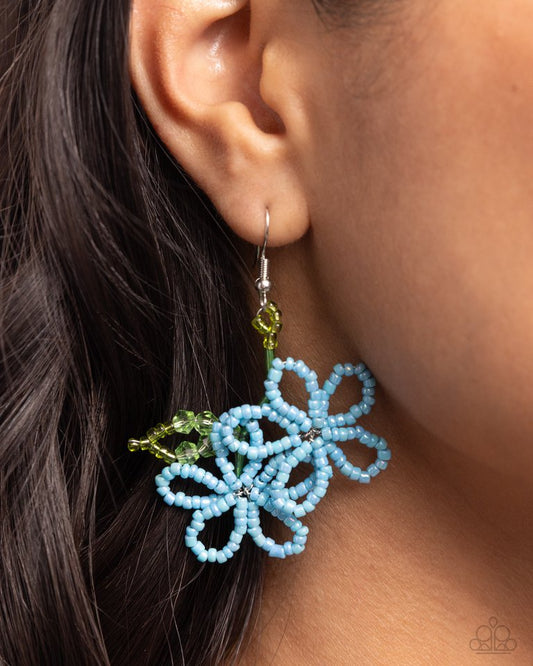 Beaded Blooms - Blue - Paparazzi Earring Image