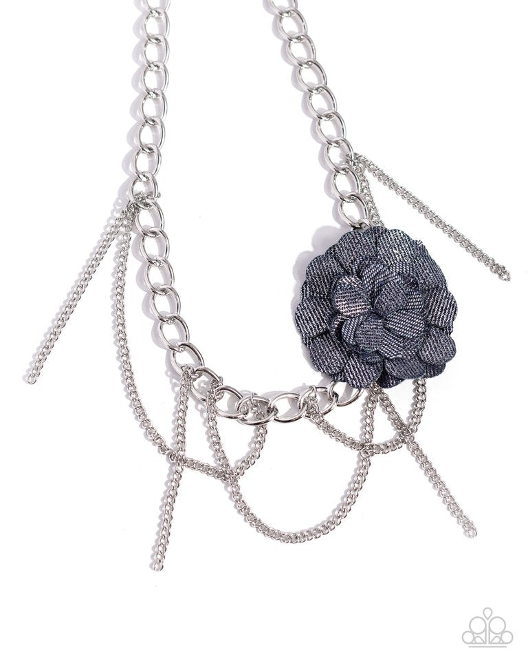 Deconstructed Denim - Blue - Paparazzi Necklace Image