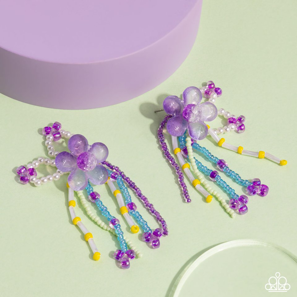 Japanese Blossoms - Purple - Paparazzi Earring Image
