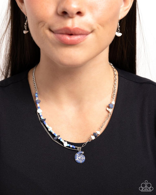 Spiraling Seafloor - Blue - Paparazzi Necklace Image