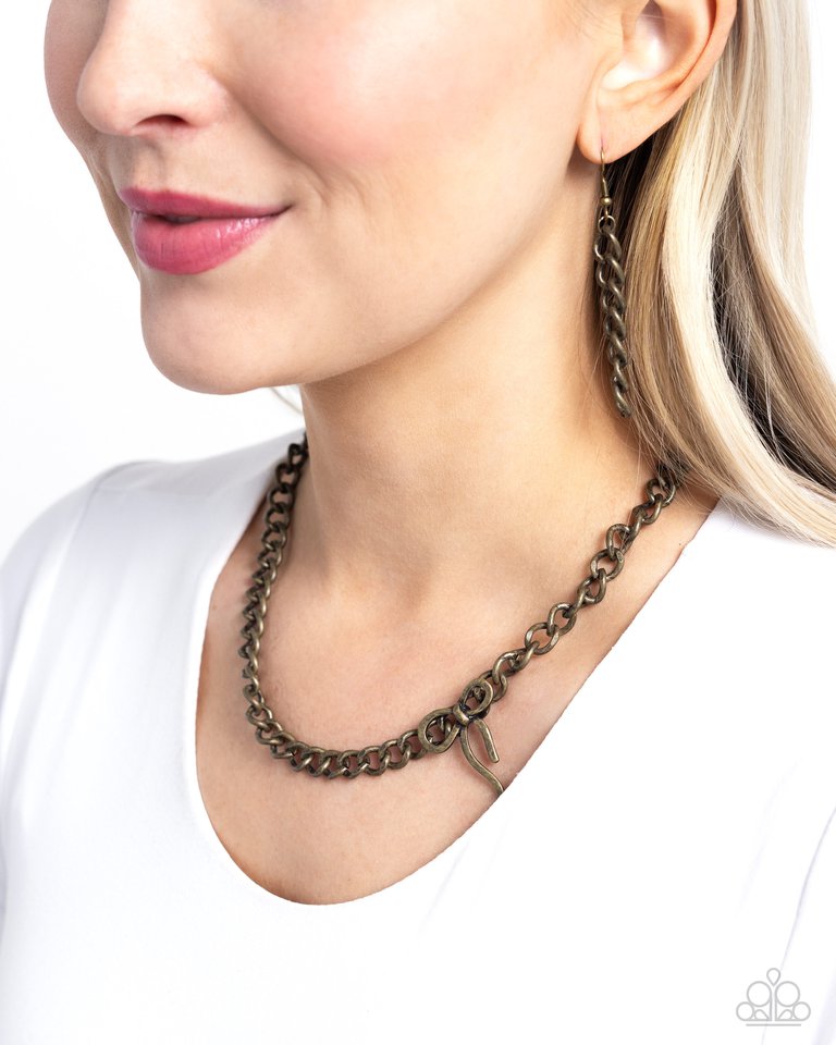 Leading Loops - Brass - Paparazzi Necklace Image