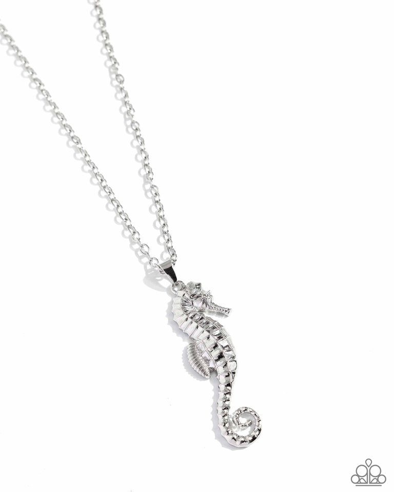 Sparkling Seahorse - Silver - Paparazzi Necklace Image