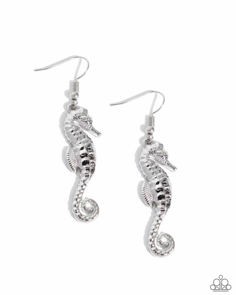 Seahorse Sheen - Silver - Paparazzi Earring Image