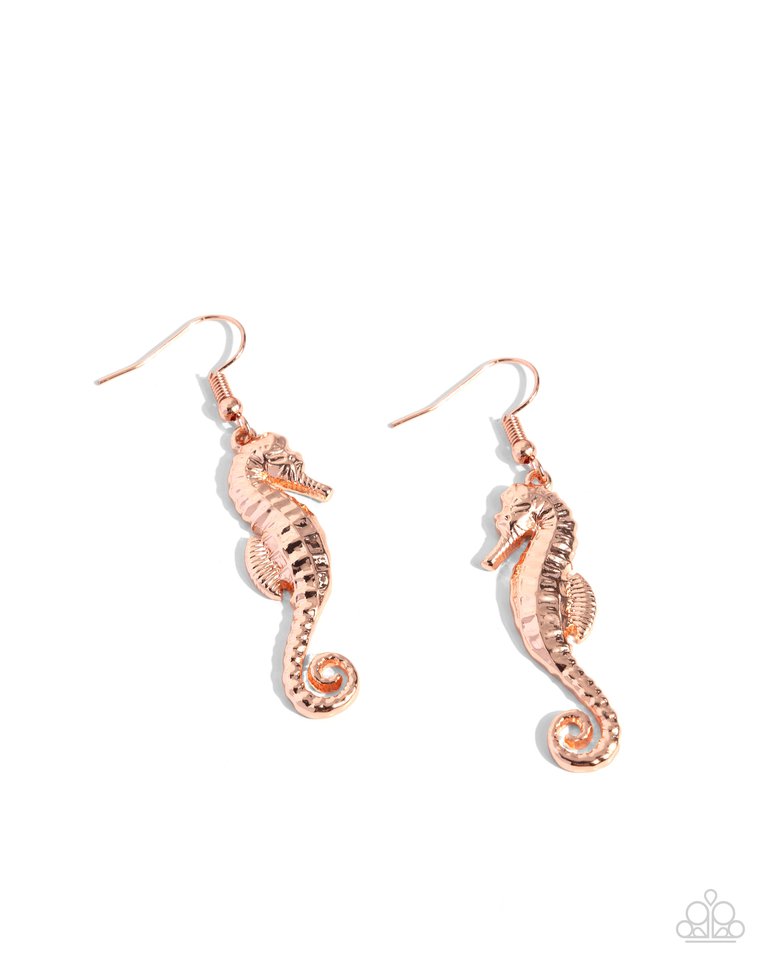 Seahorse Sheen - Copper - Paparazzi Earring Image