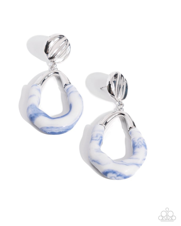 High-Sheen Swirls - Blue - Paparazzi Earring Image