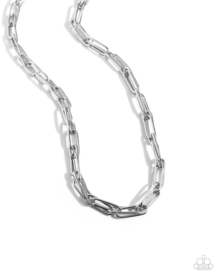 Paperclip Power - Silver - Paparazzi Necklace Image