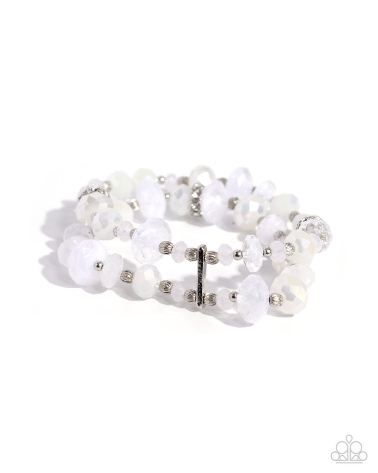 Faceted Fairy Tale - White - Paparazzi Bracelet Image