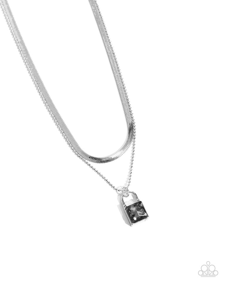 Padlock Possession - Silver - Paparazzi Necklace Image