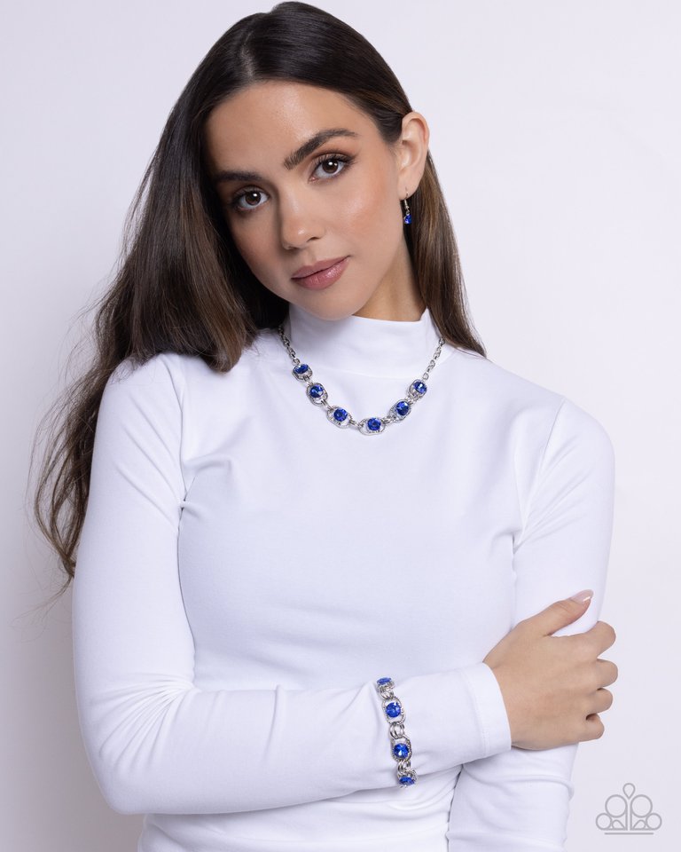 Serrated Sensation - Blue - Paparazzi Necklace Image